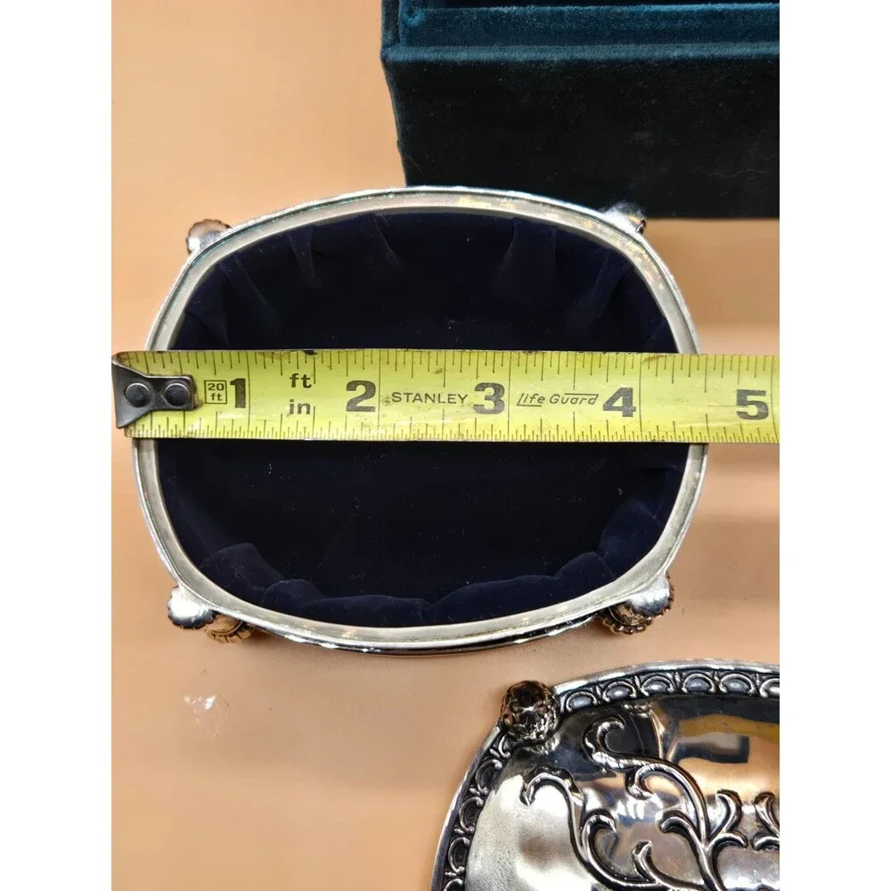 Vtg. Neiman Marcus Silverplate Lidded /Felted Jewelry Box (MT-1)